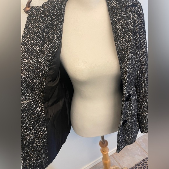 London Fog Black Tweed Single Breasted Classic Peacoat Wool Blend Petite X-Small - Picture 3 of 7